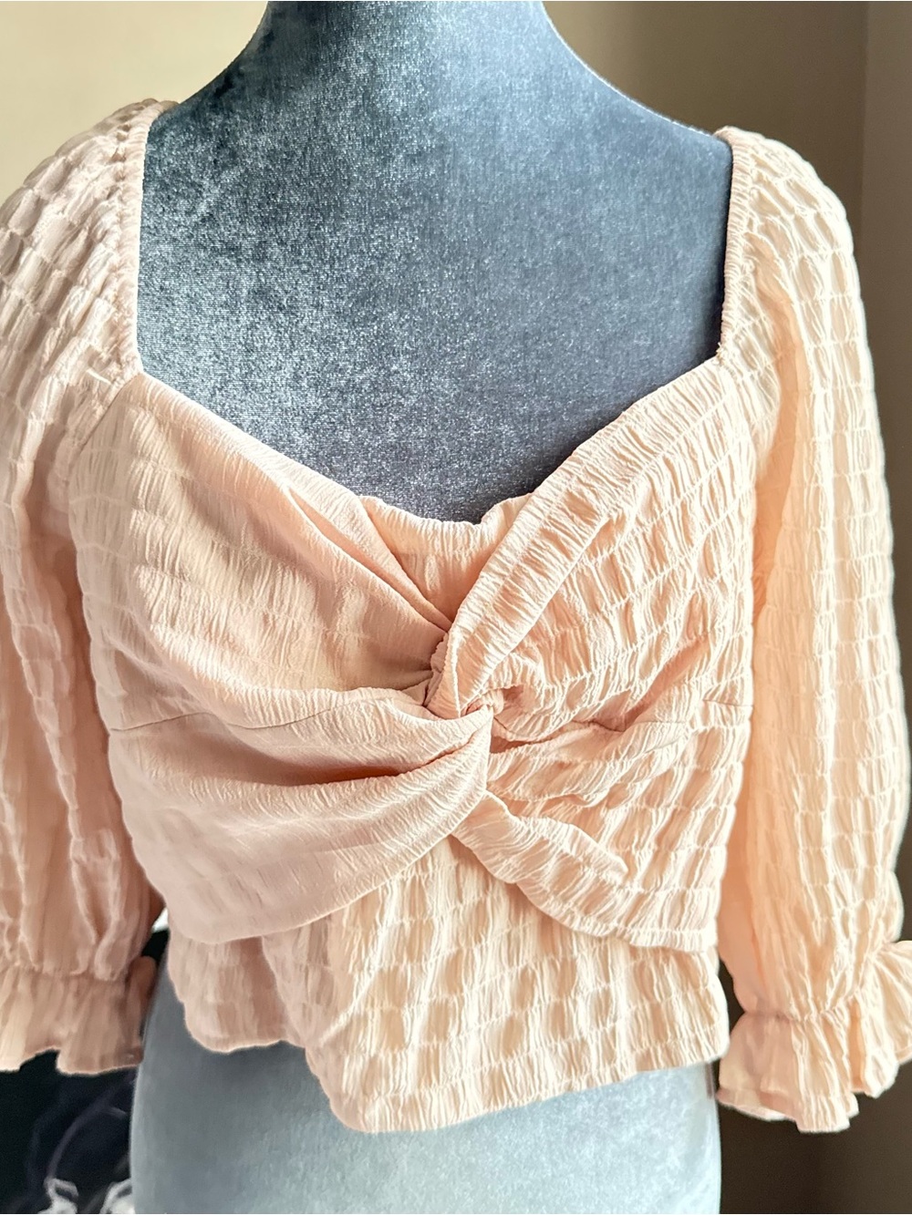 Altar'd State Blush Peach Knot Front Crop Top